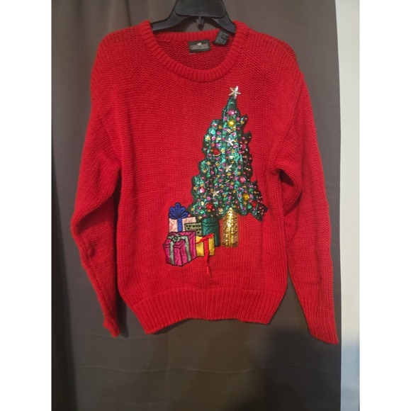 Vintage Cabin Creek Women's Red Sweater Embellished Christmas Size Small Knit - Picture 1 of 7